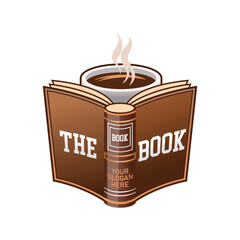 Coffee Books vector logo design element