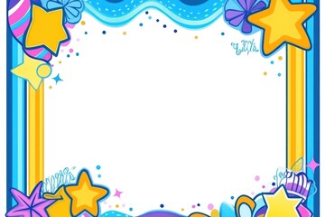 Fototapeta premium Starry Candy frame playful cartoon, whimsical, decoration over white, sweet, abstract, illustrated background