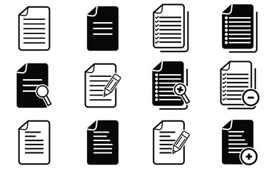 Document, file icon. Paper document, file vector icon  with pencil icon set.