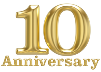10 Anniversary Gold 3D Render