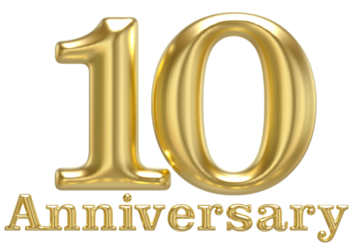 10 Anniversary Gold 3D Render