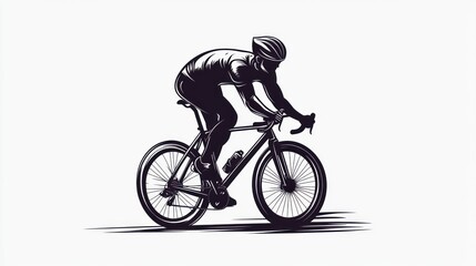 Obraz premium Cyclist in motion, silhouette, graphic design, use for website header or poster