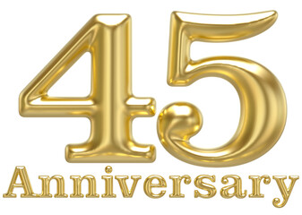 45 Anniversary Gold 3D Render