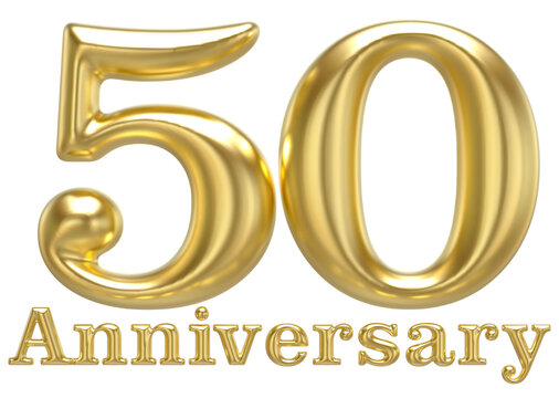 50 Anniversary Gold 3D Render