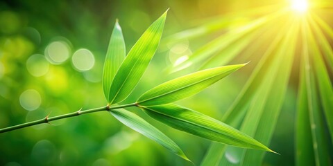 Lush Green Bamboo Leaves Basking in Sunlight A Vibrant Nature Image Perfect for Eco-Friendly Designs and Relaxation Themes