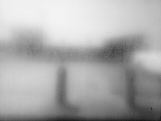 Dirty and Dusty on Glass Window Background with Reflection of Parking Space.