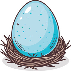 Robin Egg - Flat Vector Illustration Clipart (Isolated on White Background)