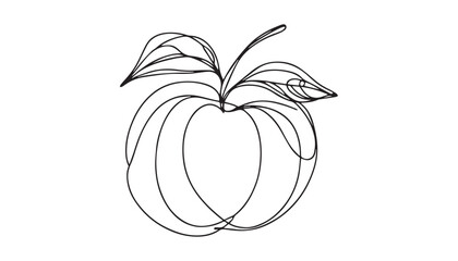 Continuous one single minimal line drawing apple