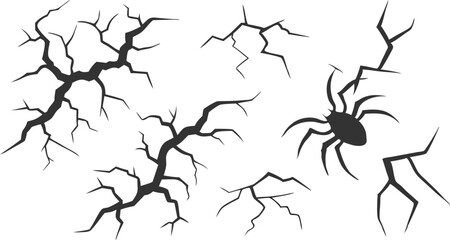 Abstract Black Neuron or Crack Patterns Set – Fractal Shapes for Science, Technology, and Medical Design