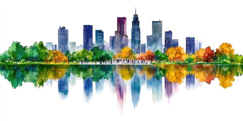 Obraz premium Abstract colorful cityscape buiding and walking street in Osaka, Japan on watercolor illustration