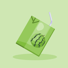 Flat illustration watermelon juice, summer fresh fruit