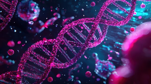 A conceptual artwork illustrating gene editing, a collage of images showing CRISPR technology at work, 