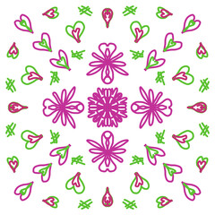 set of flowers isolated on white background