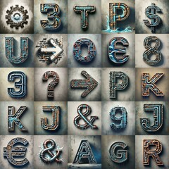 Water pipes Lettering Typeface. AI generated illustration