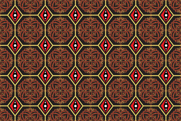 Oriental flora damask seamless pattern embroidery, art ornament print. 
Design for tile, carpet, cover, wallpaper, wrapping paper, fabric, clothing, bag, and decoration.