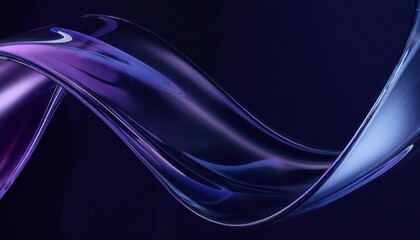 Obraz premium flowing glass wave with futuristic neon purple and blue reflections on a dark background, abstract fluidity, modern design