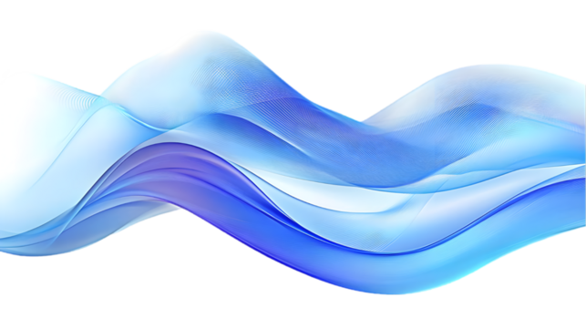 Abstract Blue Waves Flow Isolated on White