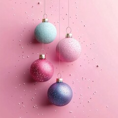 Professional Christmas Bauble Greeting Card on a Pink Background for Seasonal Celebrations