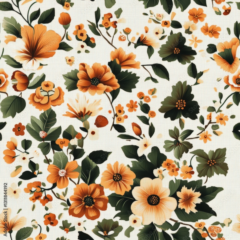 Poster seamless intricate flower pattern displaying a beautiful array of blooms and colors creating a capti
