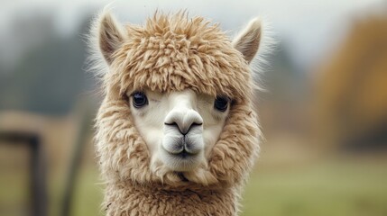 Charming alpaca portrait showcasing its unique and fluffy features