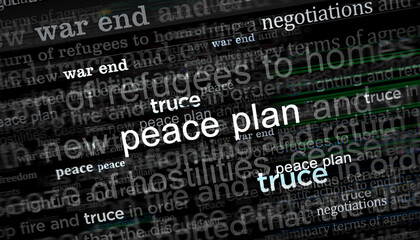 Obraz premium Peace plan and war end news titles illustration