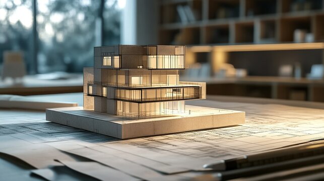 Architectural model houses representing modern residential development