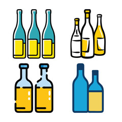 Colorful Illustration of Various Beverage Bottles