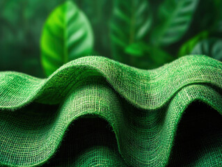 Obraz premium Eco-Friendly Green Fabric with Organic Texture and Nature Background. 