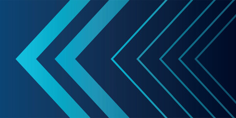 Obraz premium Dark blue abstract background with glowing arrow lines. Modern shiny blue geometric lines design. Technology futuristic concept. Horizontal banner template.