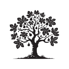 Fig Tree Silhouette - Minimalist Fig Tree - Fig Tree Vector - Fig Tree Illustration - Fig Tree Design - Fig Tree Art.