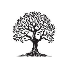 Fototapeta premium Fig Tree Silhouette - Minimalist Fig Tree - Fig Tree Vector - Fig Tree Illustration - Fig Tree Design - Fig Tree Art.