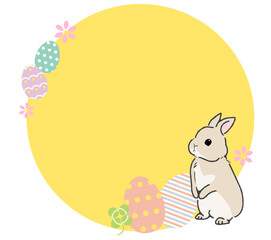 イースターに使えるウサギと卵の丸いフレーム