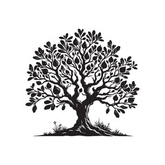 Obraz premium Fig Tree Silhouette - Minimalist Fig Tree - Fig Tree Vector - Fig Tree Illustration - Fig Tree Design - Fig Tree Art.