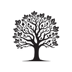Fig Tree Silhouette - Minimalist Fig Tree - Fig Tree Vector - Fig Tree Illustration - Fig Tree Design - Fig Tree Art.