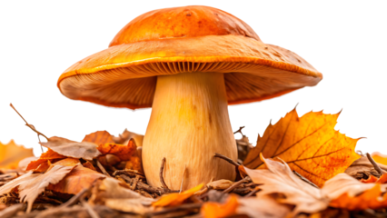 wild orange mushroom with hat isolated on white background PNG.AI GENERATED