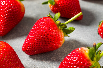 Organic Raw Red Long Stem Strawberries