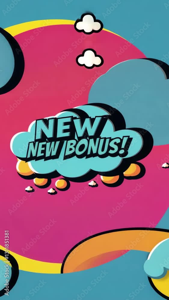 Poster A cartoonish advertisement for a game with a yellow circle and a red circle. The circle with the red border says 