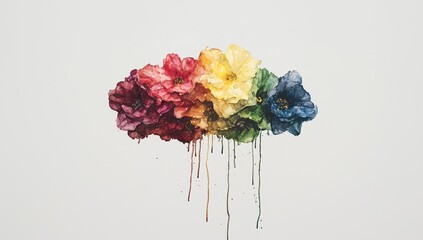 The multicultural and multiethnic female empowerment movement and gender equality are illustrated in a watercolor painting with a white background