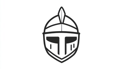 Fototapeta premium Simple line art of a medieval helmet