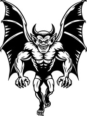 Obraz premium SVG vector features classic demons and eldritch entities. Fierce Demon With Wings Illustrating Dark Fantasy Themes