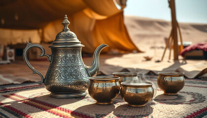 Saharan Tea Set Mockup for Nomadic Aesthetics