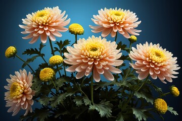 there are many flowers in a vase with green leaves