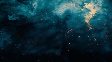 Obraz premium This image showcases a dark blue abstract background featuring flowing patterns and gold accents, which combine to produce a visually striking and luxurious appearance