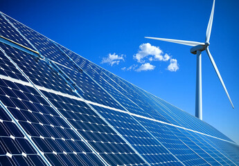 solar panels and wind turbines