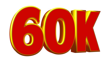 60k follower 3d render red and golden PNG image
