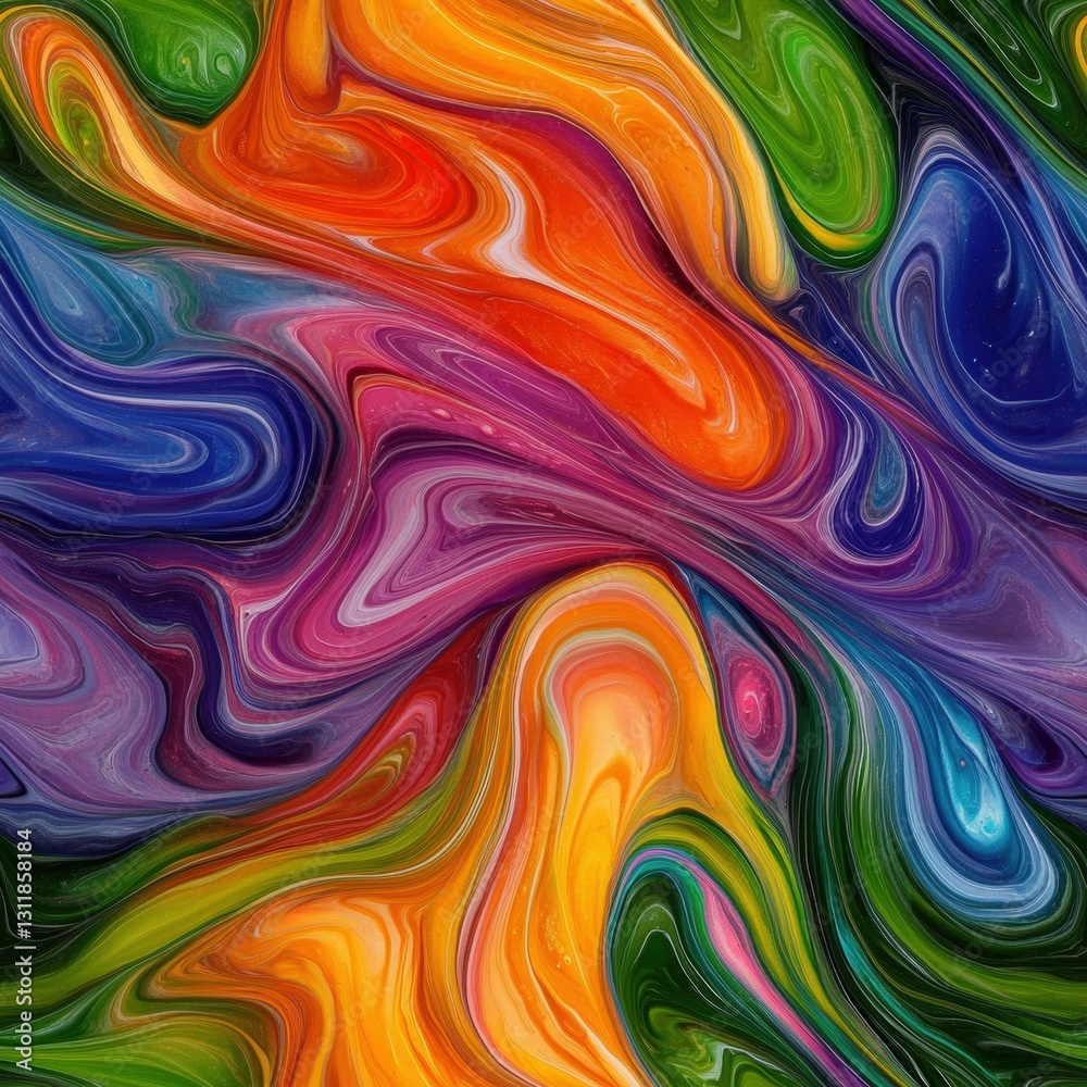 Poster seamless colorful abstract painting showcasing a bold array of hues and fluid forms to create a stri