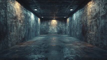 Obraz premium Dark Grungy Concrete Room Interior