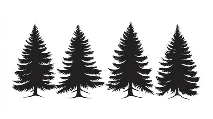 Fototapeta premium Silhouette Evergreen Trees Vector Illustration for Forest or Holiday Designs