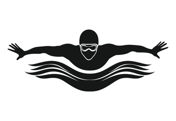 Swimmer Butterfly Stroke Logo Vector Illustration on White Background