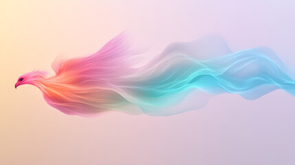 Obraz premium A phoenix composed of flowing digital flames, reborn in a futuristic, abstract realm,